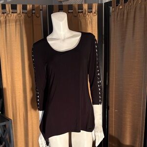 Joseph Ribkoff Black 3/4 Sleeve Top with Cutout Details